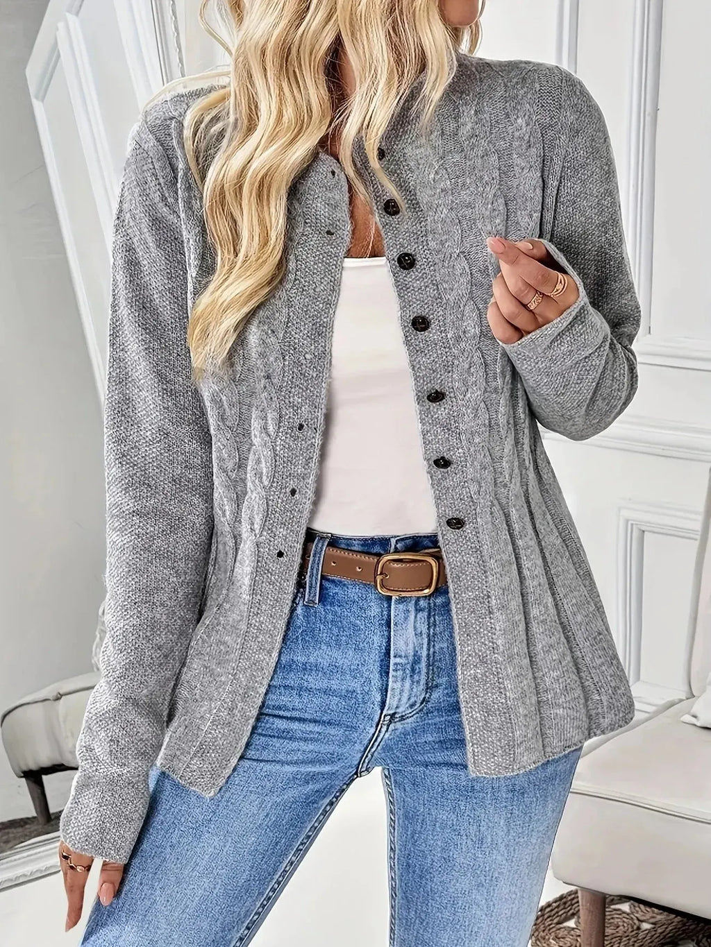 Gevlochten Gebreid Vest Dames – Warm, Stijlvol & Perfect Voor Koelere Dagen