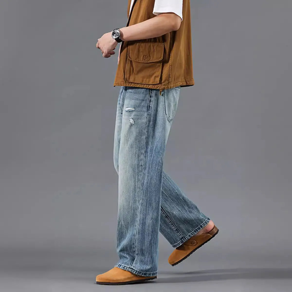 Herren entspannte Jeans im modernen Destroyed-Look