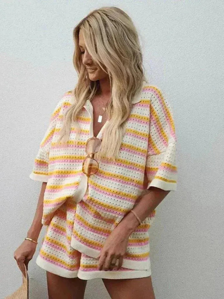 JENICA | Gestreepte Zomerset Met Pastel Kleuren Voor Dames - Voor Strand & Stad