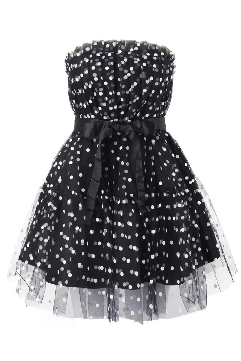Punktiertes Kleid mit TÃ¼ll-Akzent