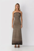 Gestreiftes Midikleid mit gerippter Textur