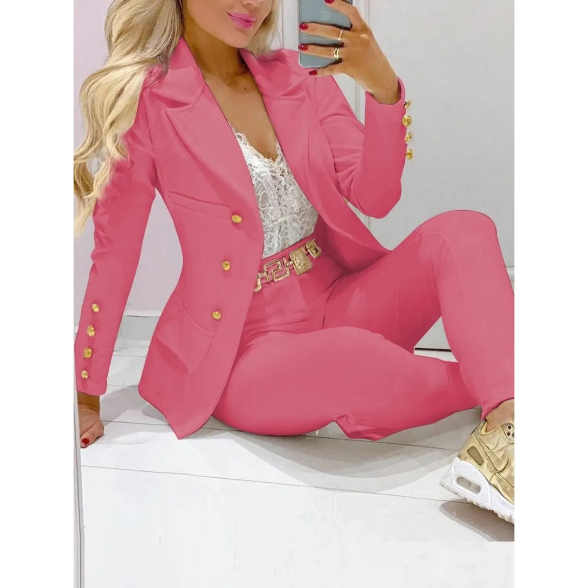 â€“ Set aus Blazer und Hose mit groÃŸem Kragen