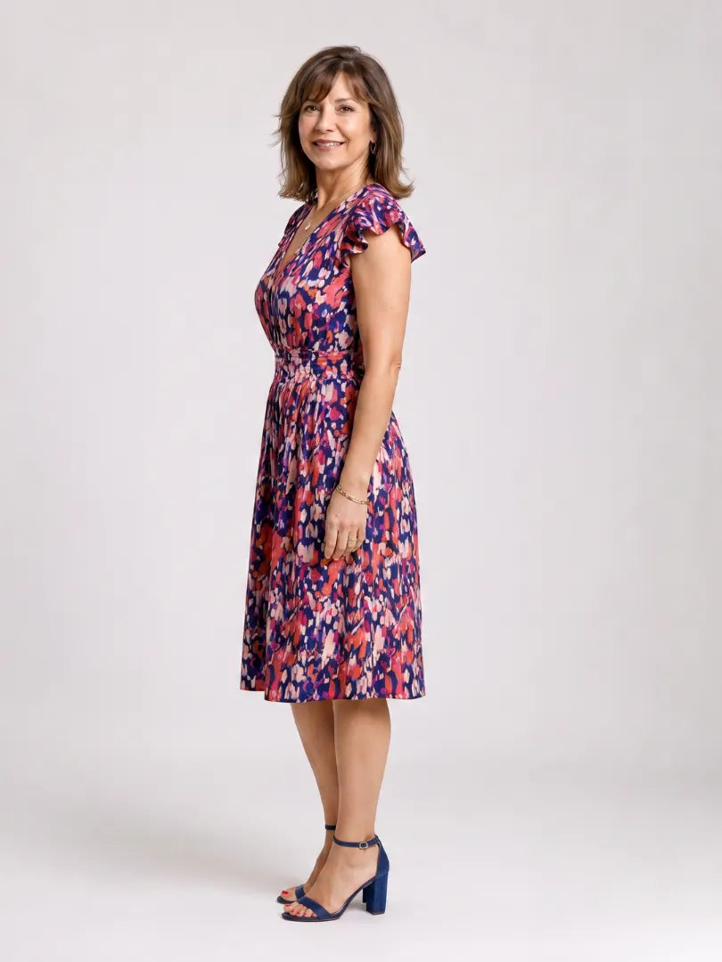Sipola | Flutter Sleeve Printed Knee Length Dress