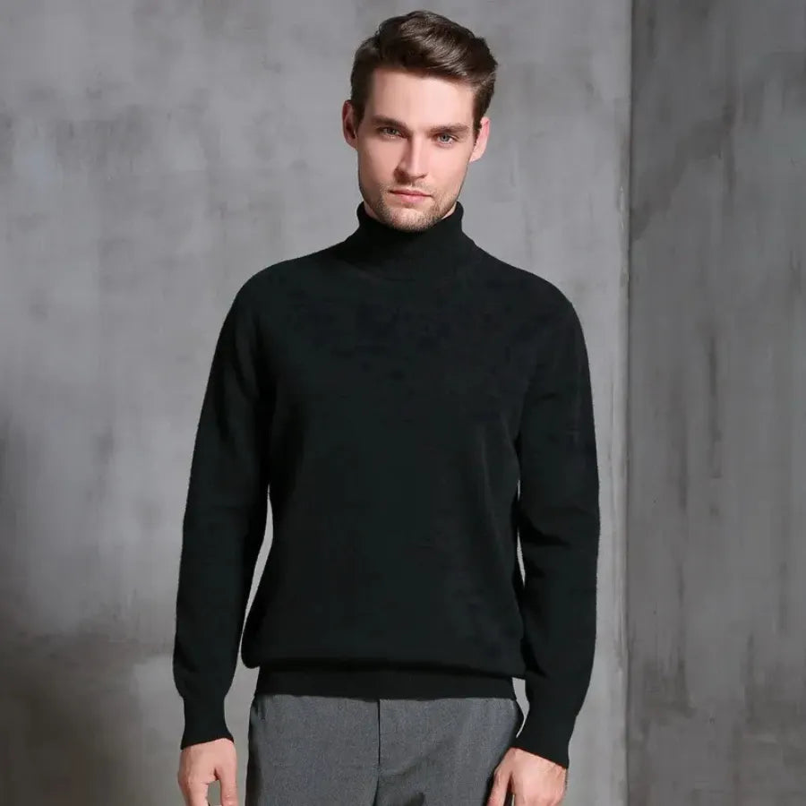 Herren Wollpullover Mit Rollkragen Und Schlankem Design