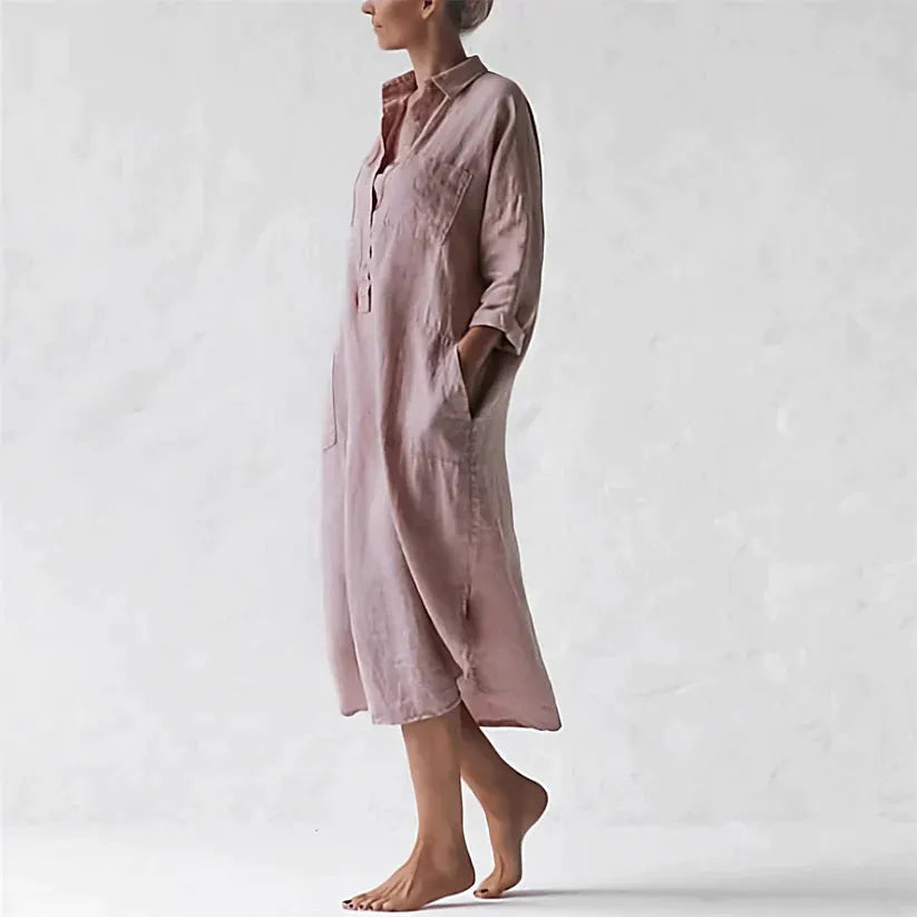 - Stylisches langes rosa Kleid