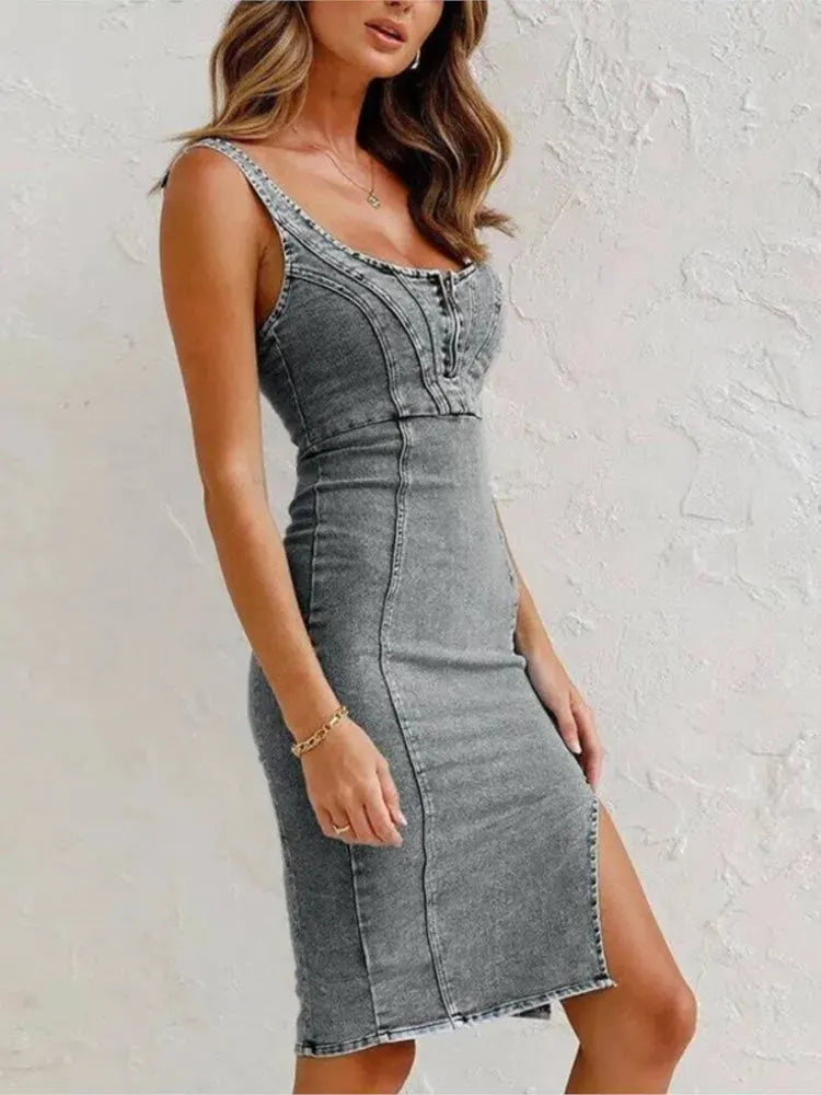 Denim-Kleid mit verstellbaren TrÃ¤gern