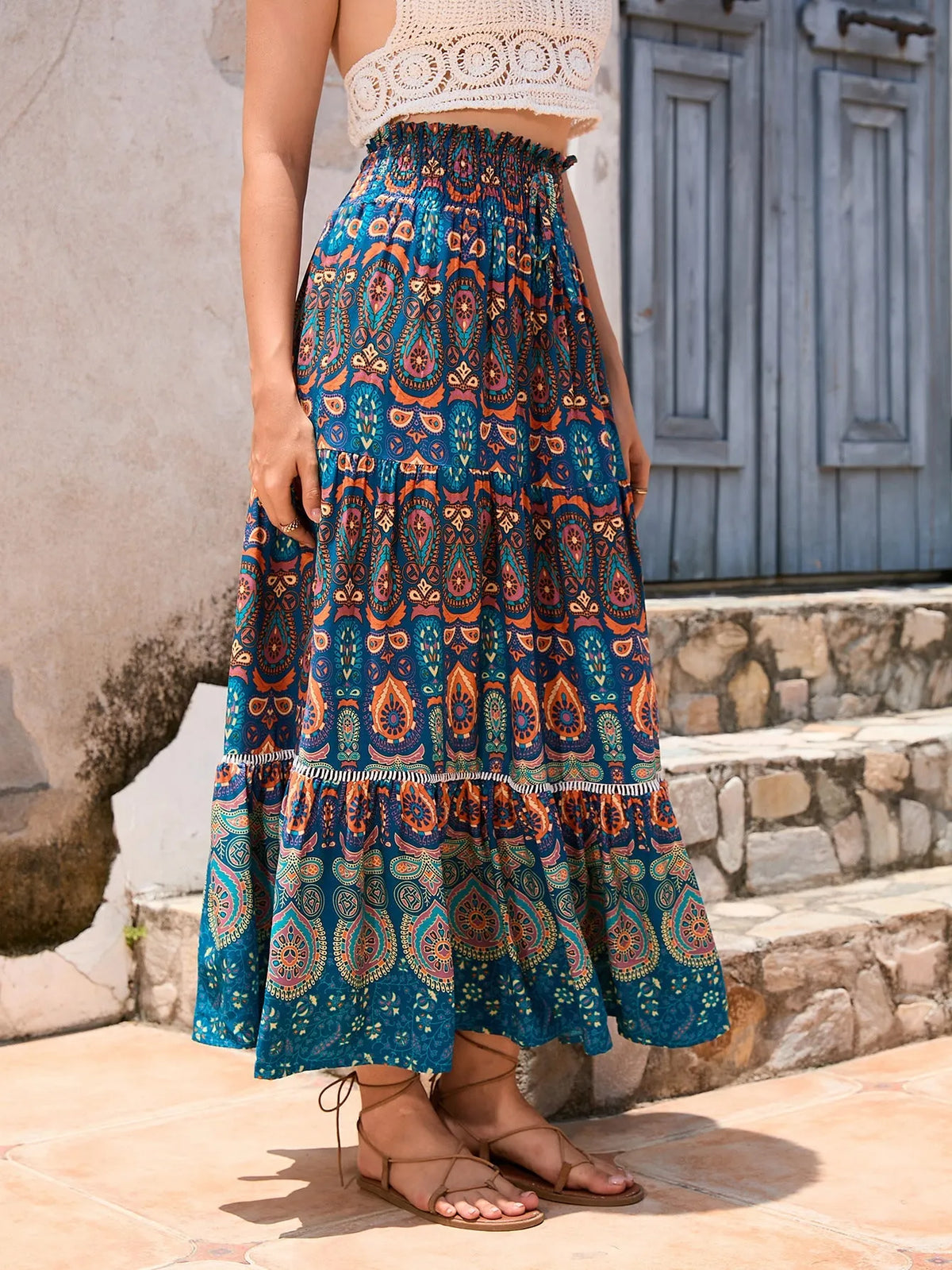YMKE | Zomerse Maxi Rok Voor Dames Met Boho Print - Elegant, Uniek & Modieus