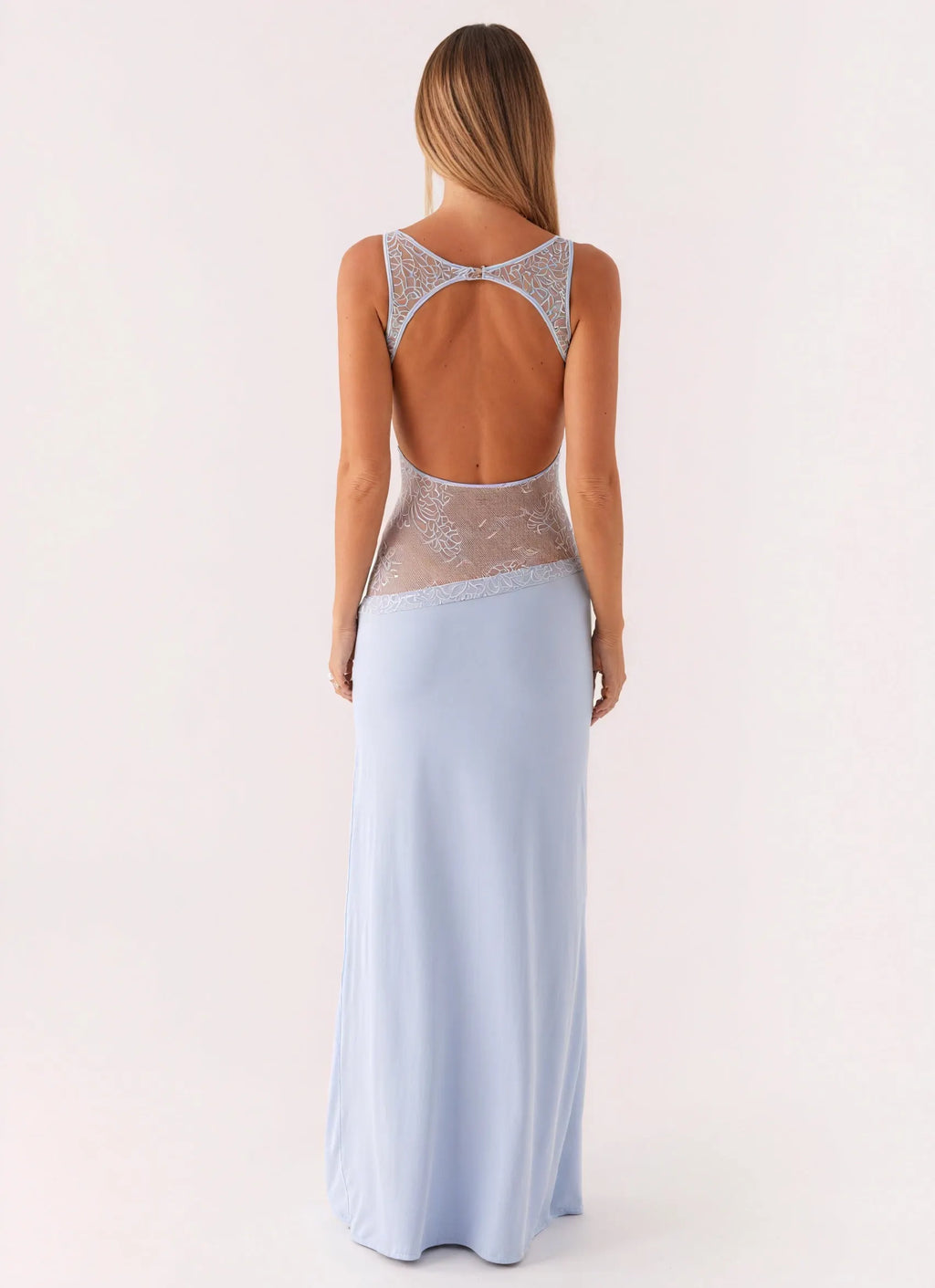 Ärmelloses Maxikleid mit exquisitem Spitzenpanel