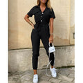 - Jumpsuit, mit Gürtel, Knöpfen