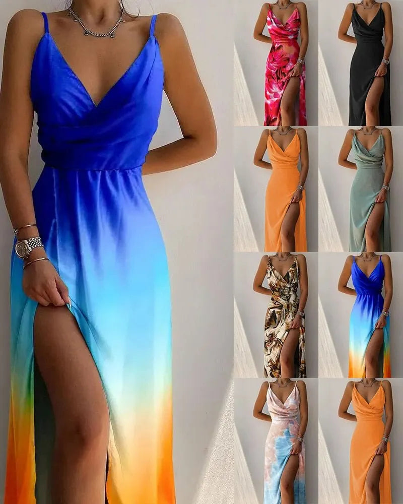 Damen-Maxikleid mit tropischem Muster