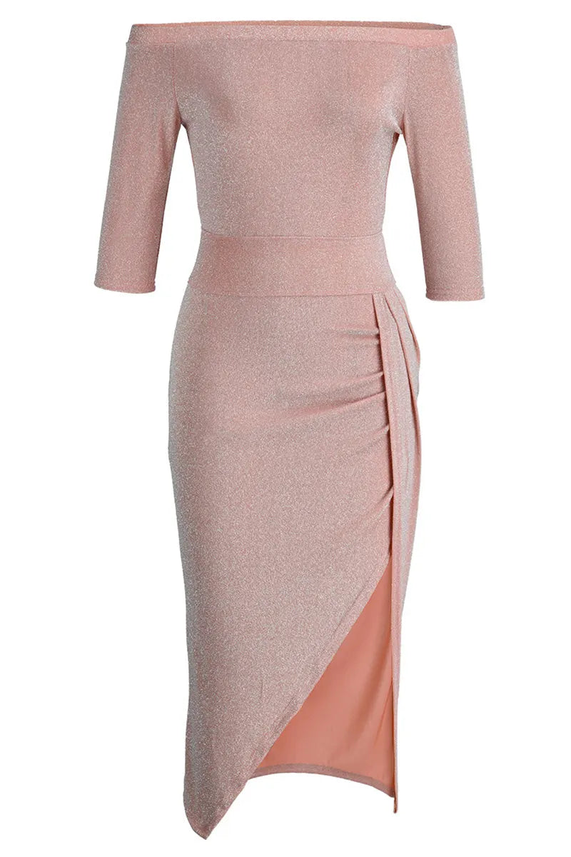 HÃ¼fttuch mit Schlitzkragen Maxikleid