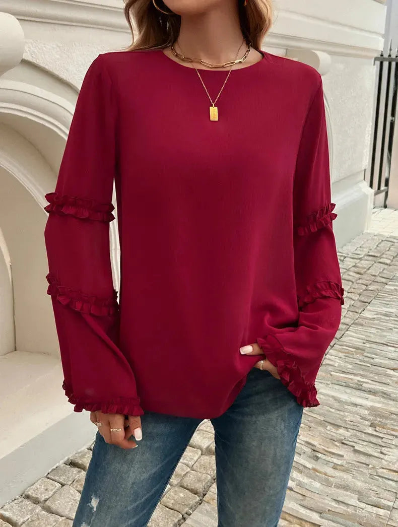 MARTINA | Elegante Top Met Ruches Mouwen Voor Dames - Stijlvol & Charmant