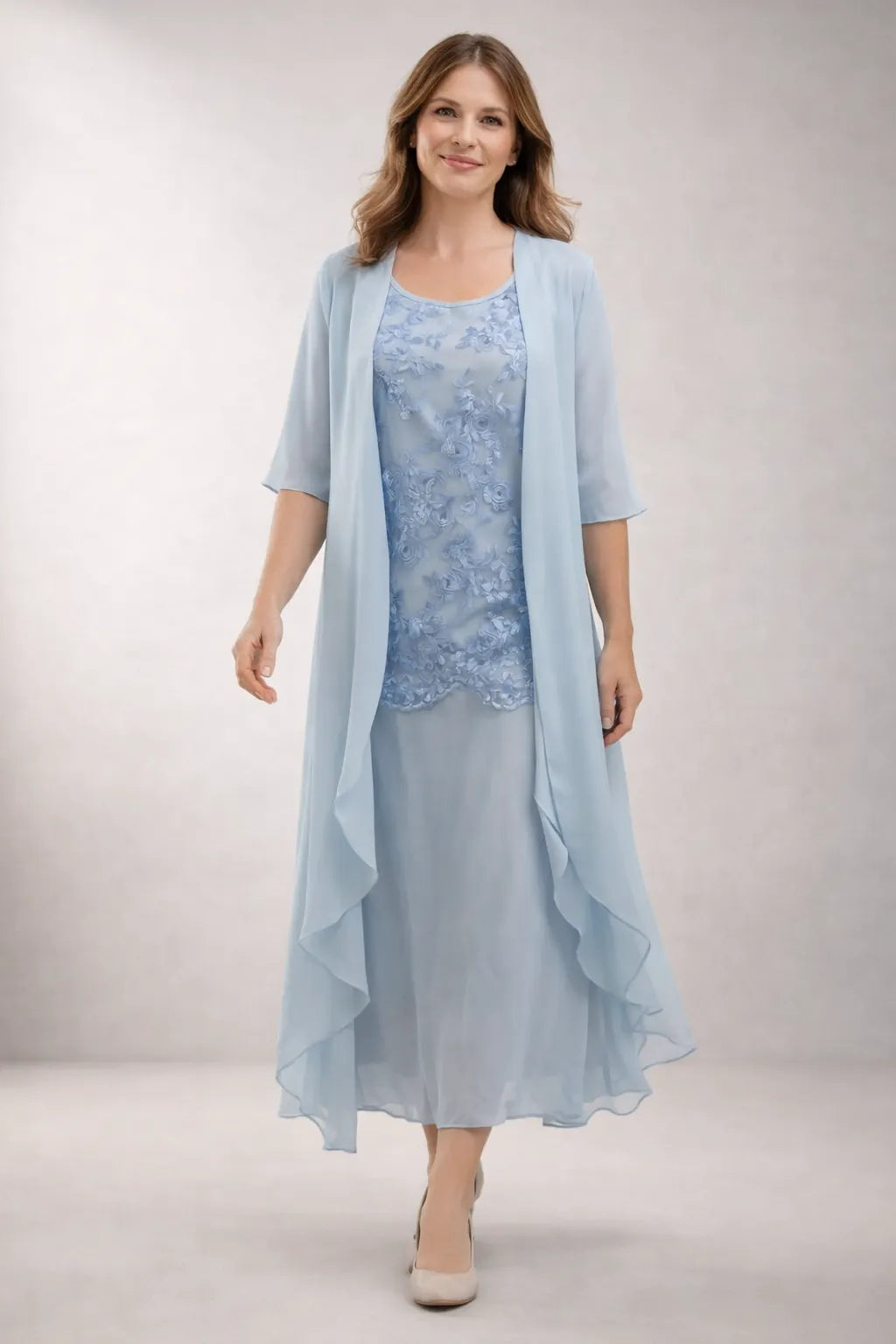 Elegantes Chiffon-Kleid In Zwei Teilen