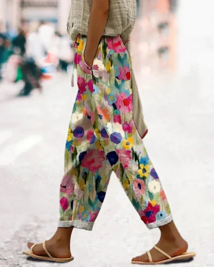 Florale Hose Mit Weitem Bein FÃ¼r Damen