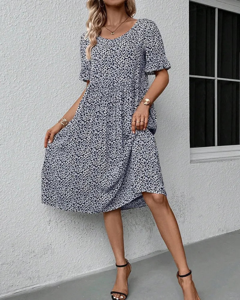 Augusta - Elegant, blomstret midikjole til kvinder