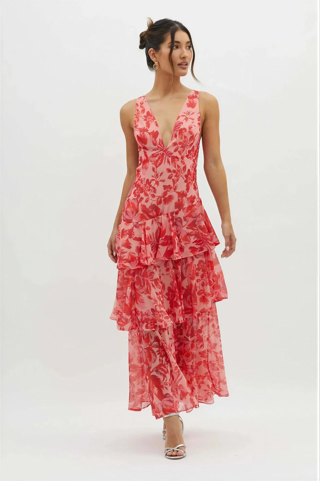 Kleid | Rüschensaum & V‑Ausschnitt | Sommer/Frühling