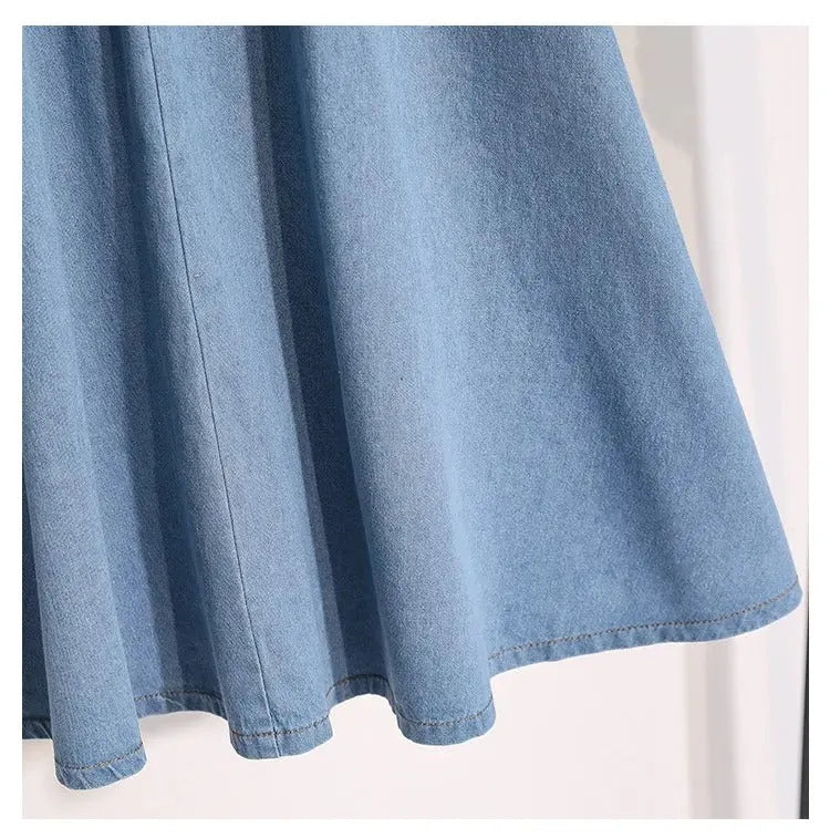 RENATA | Dames Midirok van Lichtgewicht Denim Met Knopen & Elastische Taille – Tijdloos, Comfortabel en Casual Chic
