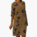 Womenâ€™s Short Dress with V-Neckline and Rolled Sleeves