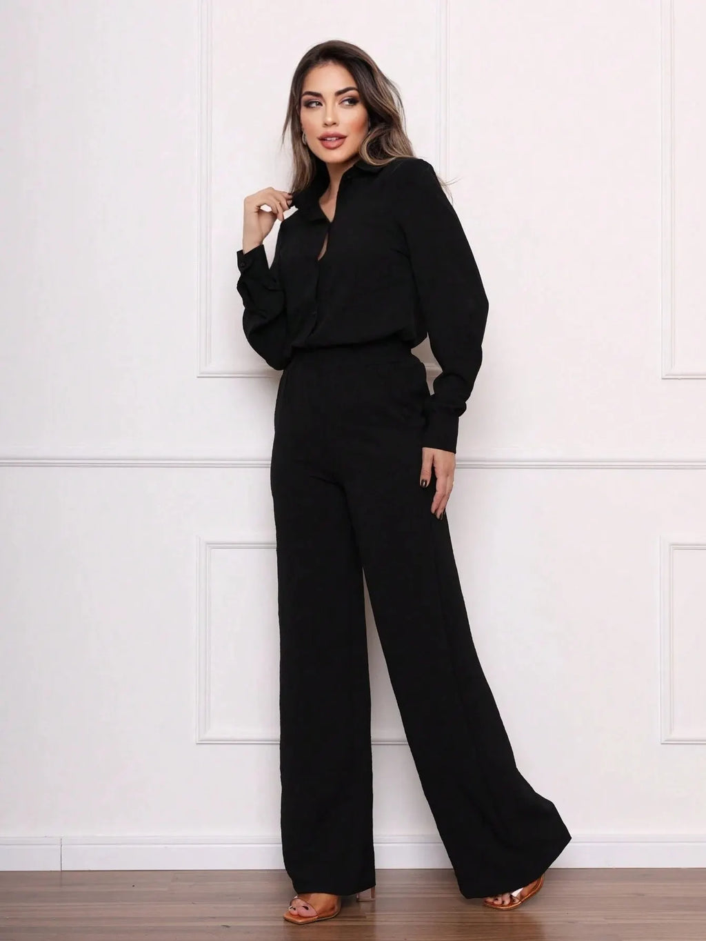 Conjunto Feminino CalÃ§a Pantalona Preto