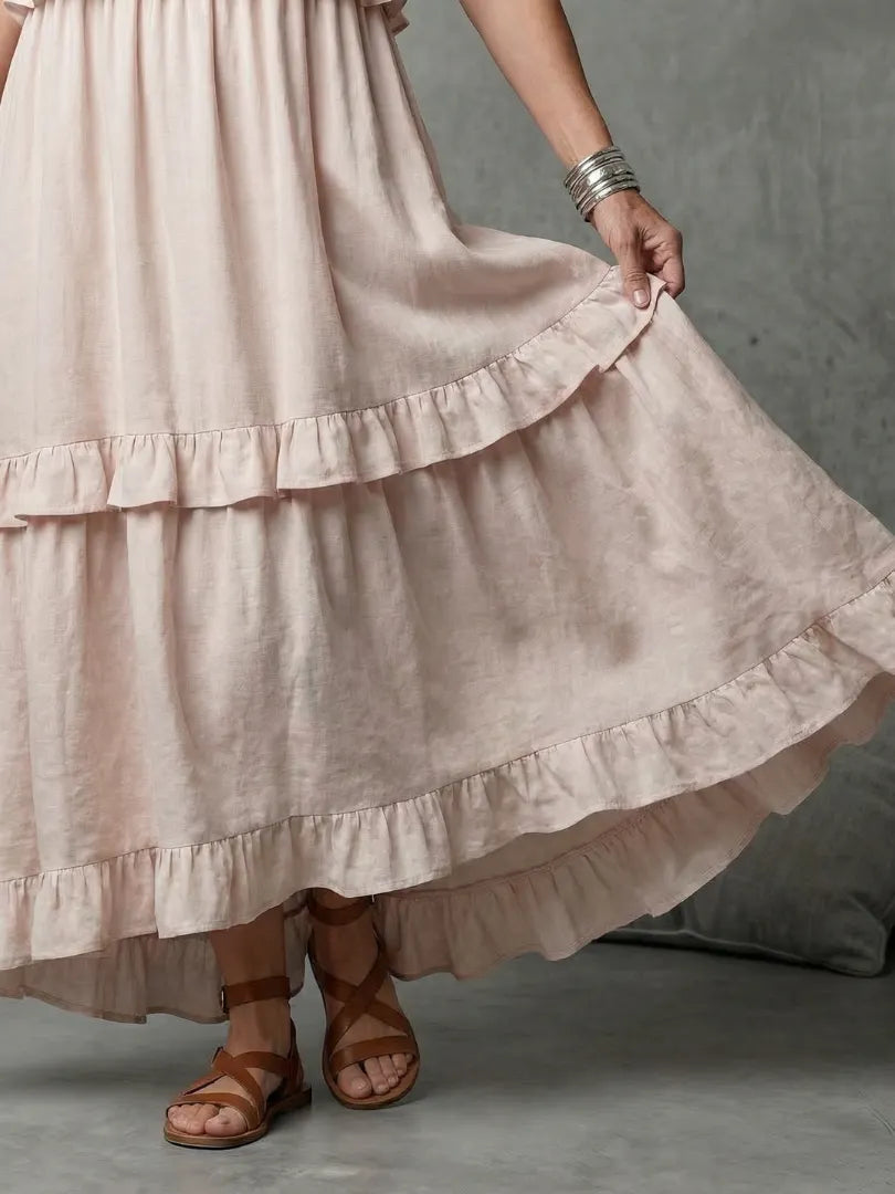 Katia | Tiered Ruffle Halter Maxi Dress