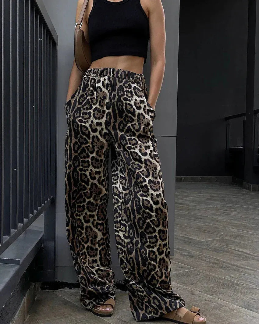 LOÏS | Wijde Damesbroek Met Leopardprint En Elastische Taille – Gedurfd, Trendy, Comfortabel
