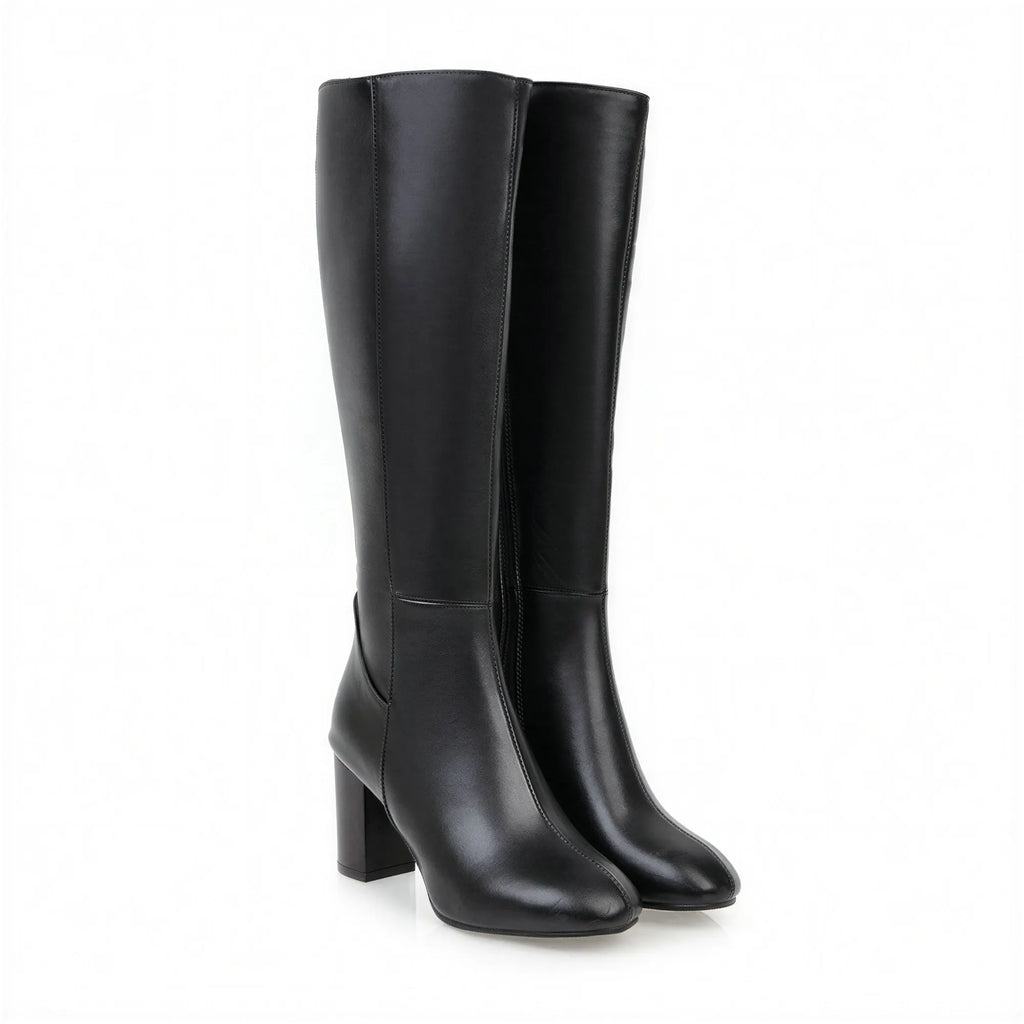 Kniehohe Lederstiefel | Mit Blockabsatz | Business Casual