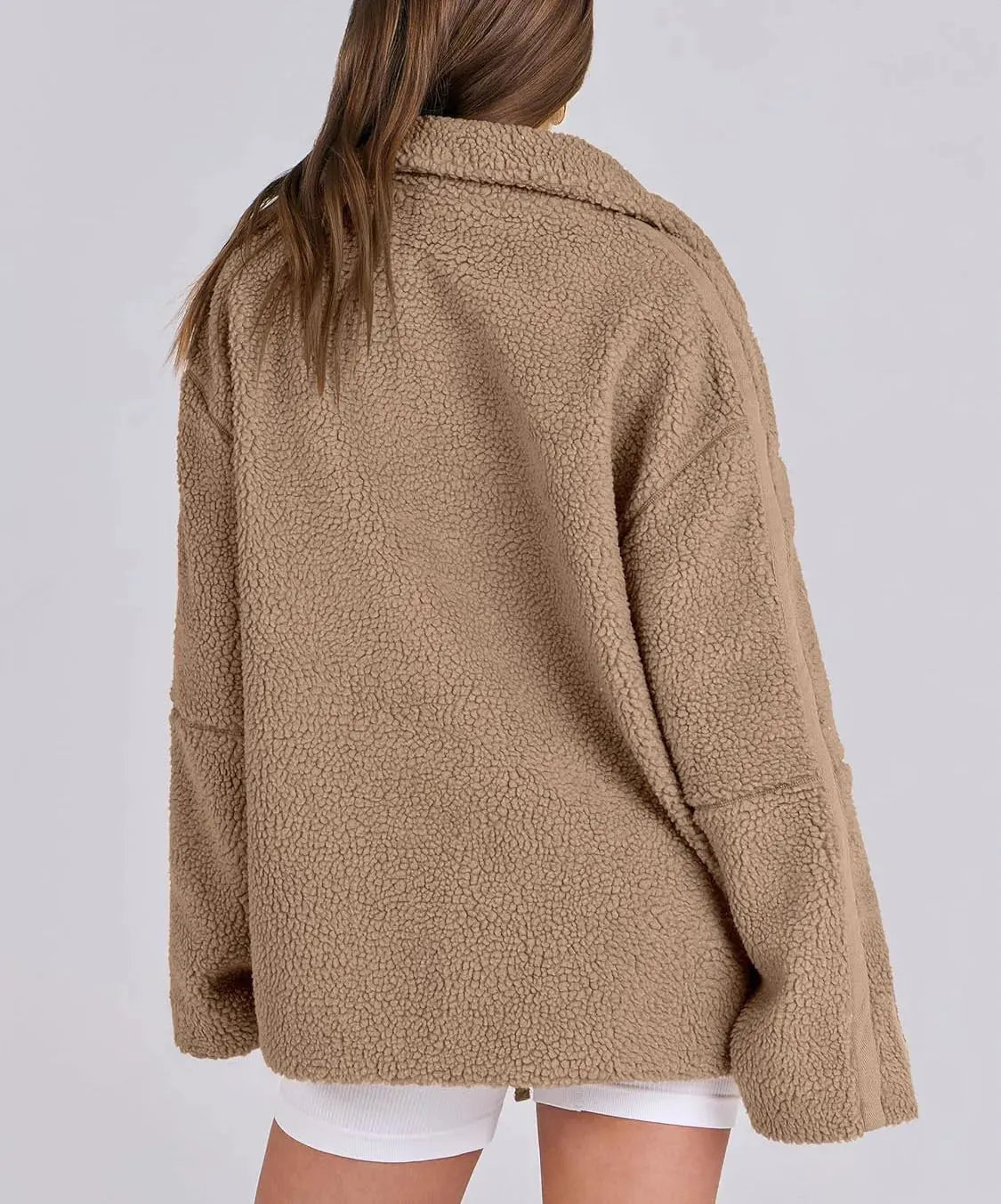ROMY | Oversized Lamswollen Damesjas met Rits en Staande Kraag - Warm, Stijlvol & Perfect voor de Frisse Dagen