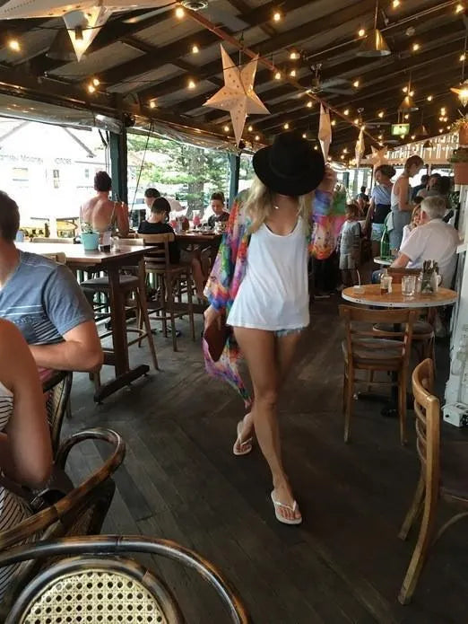 Chiffon Color Feather Printed Beach Bikini Sunscreen Cardigan Cover-up