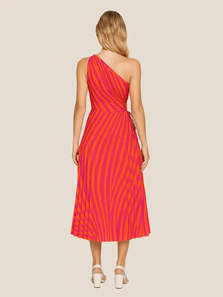 Vestido Midi Feminino Eleonora Laranja com Rosa