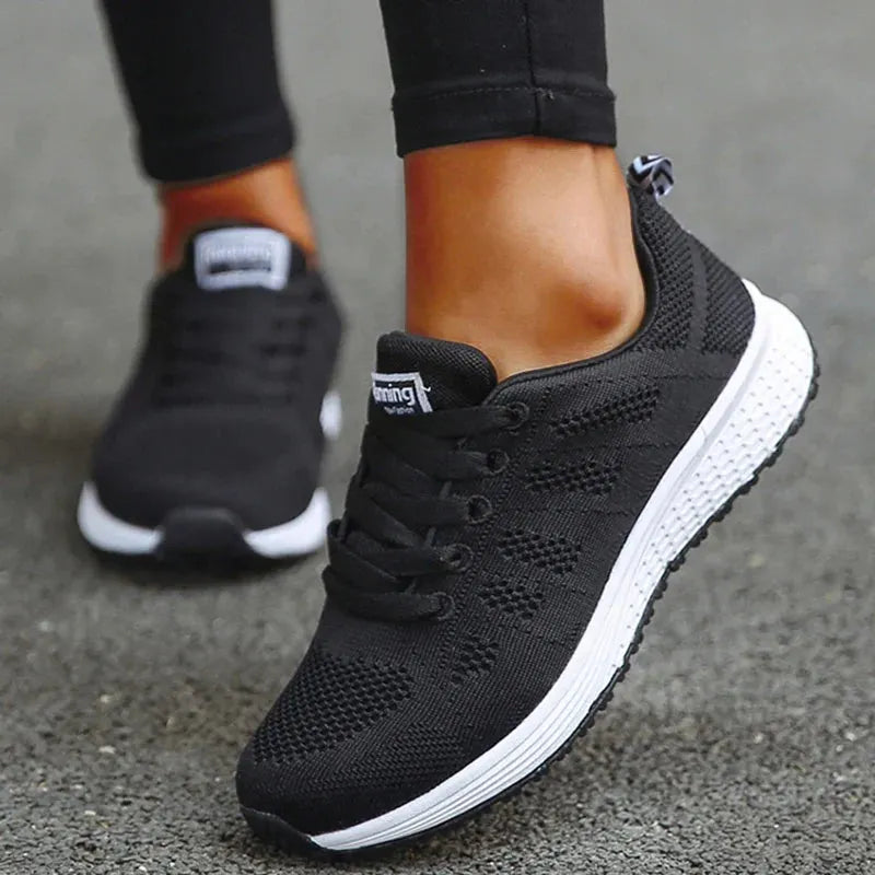 Damers Andningsbara Mesh Tyg SnÃ¶rade Sneakers