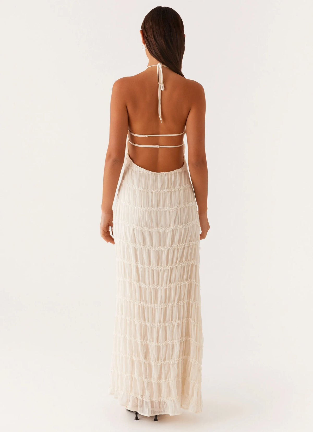 Texturiertes Halter Maxi-Kleid