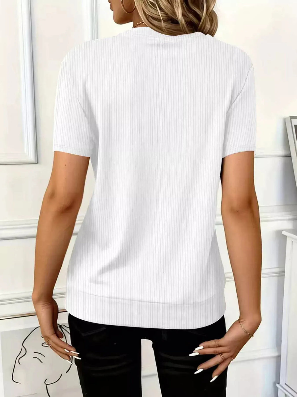Half Zip Short Sleeve Top