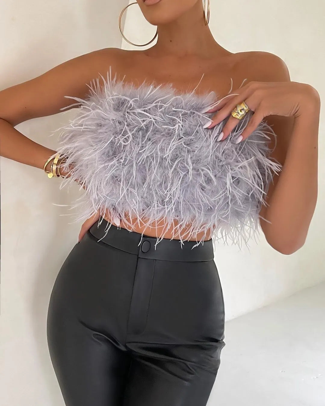 Federbesetztes Bandeau-Top