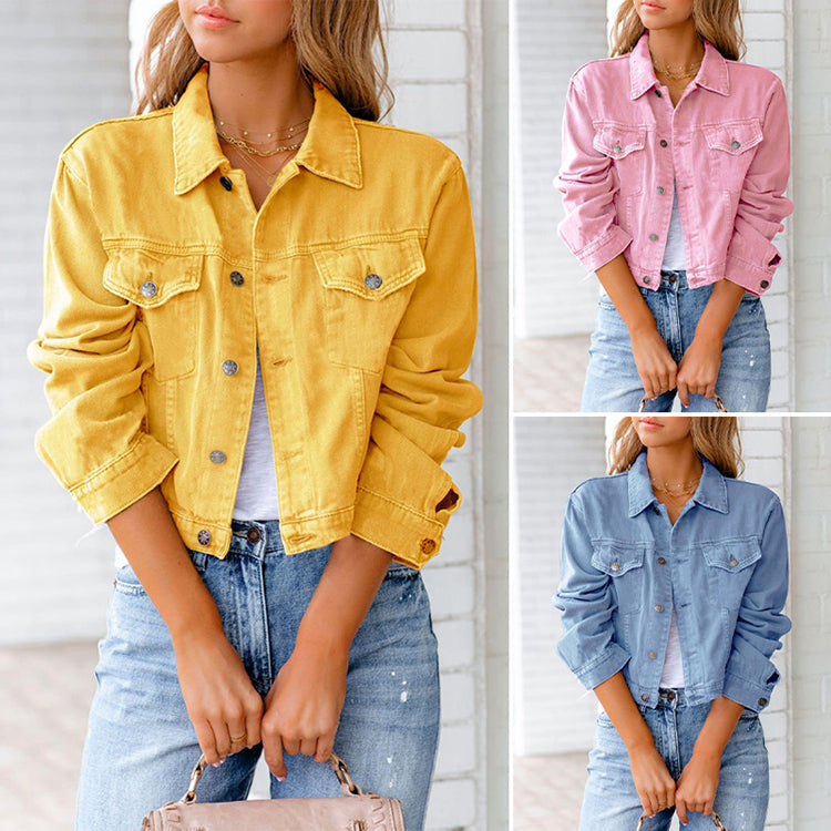 - Einfarbige Denim Jacke