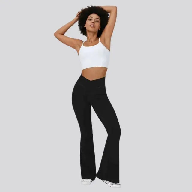 Hoch taillierte Flare-Leggings