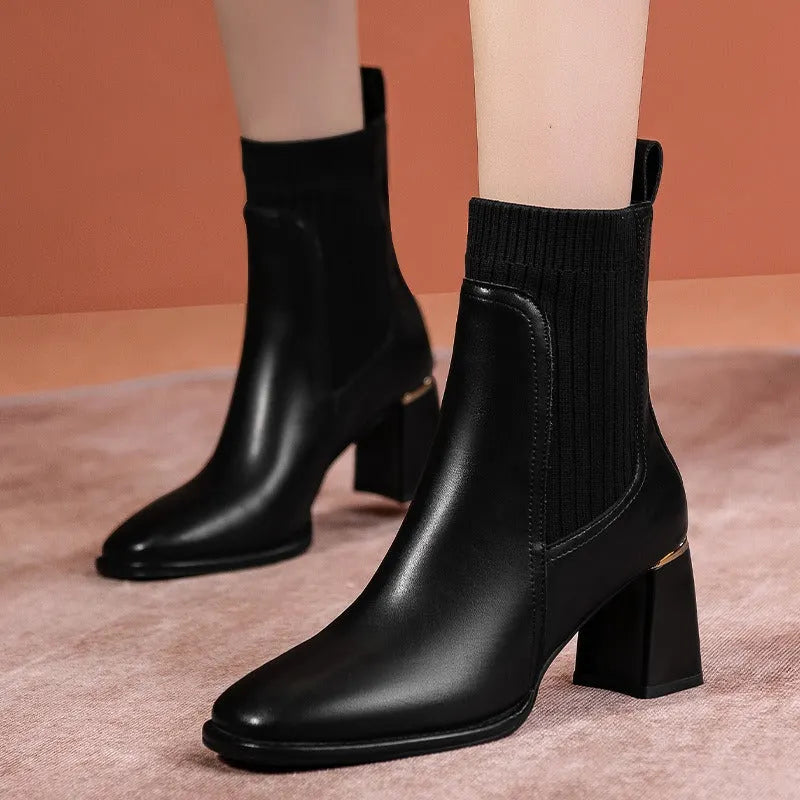 ERENDIRA | Dames Enkellaarsjes Met Elastische Brede Hak â€“ Elegant, Comfortabel & Veelzijdig