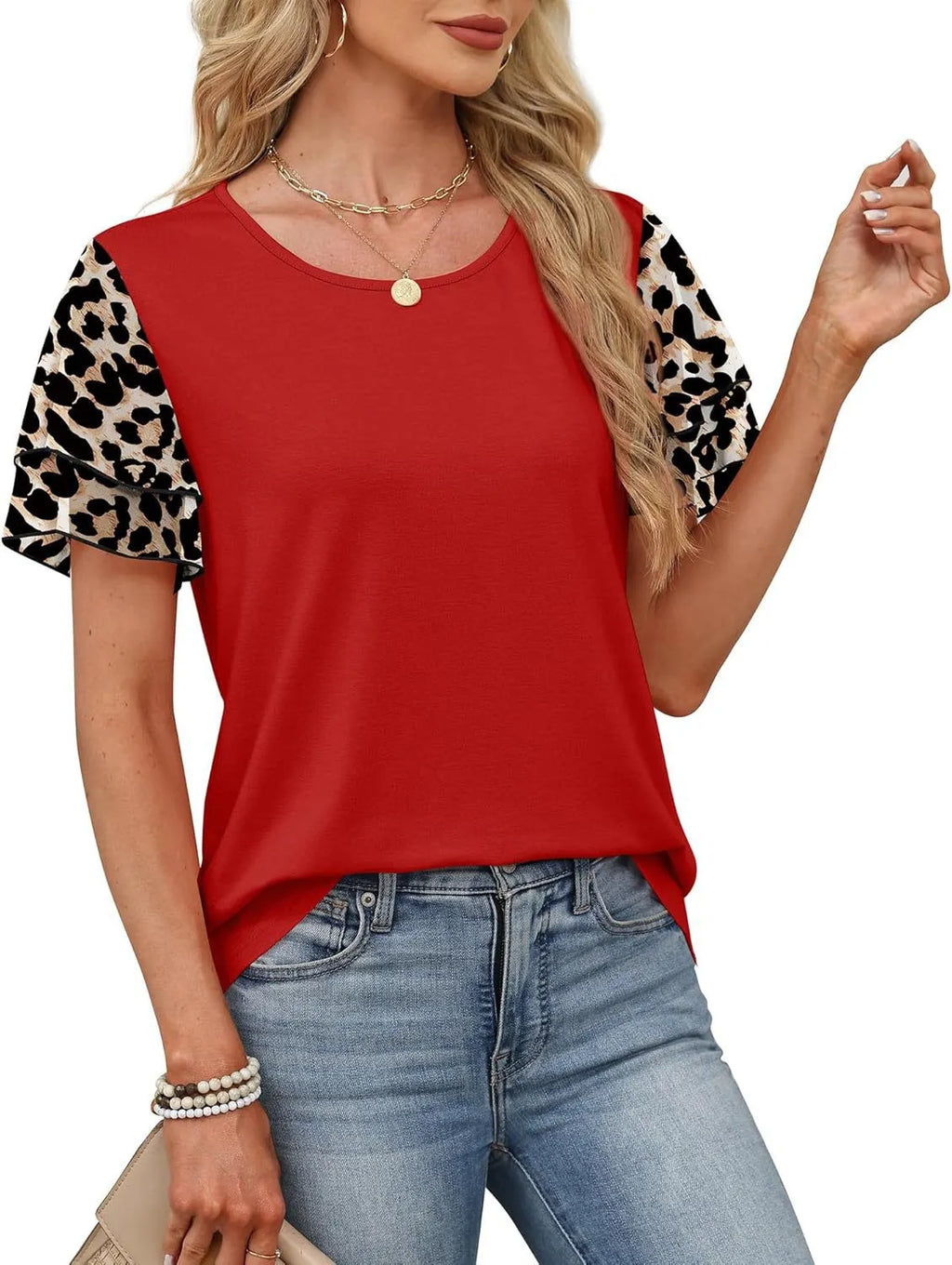 Layered Short Sleeve Round Neck T-Shirt