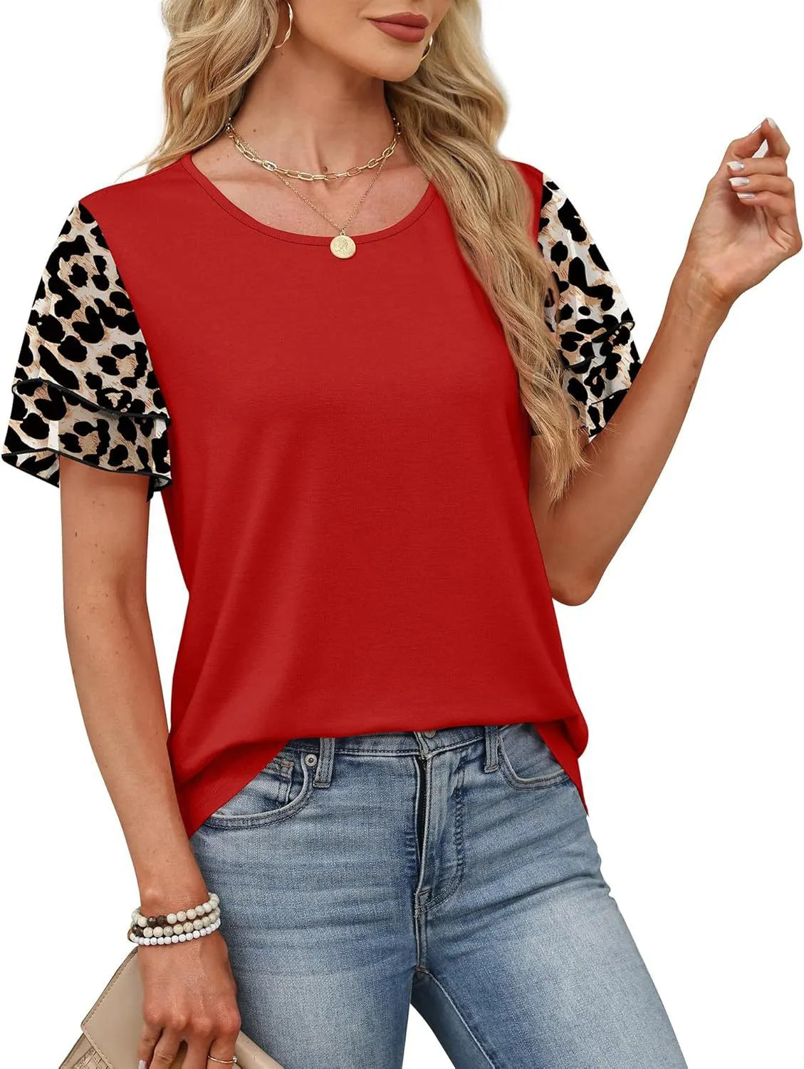 Layered Short Sleeve Round Neck T-Shirt