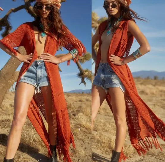 Bohemian Beach Holiday Knitting Hollow Cover-Up