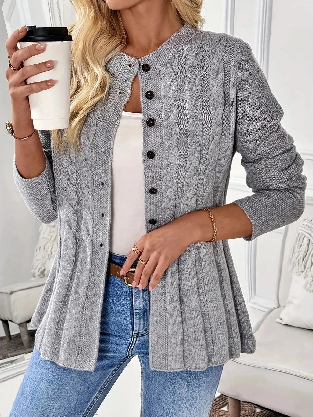 Gevlochten Gebreid Vest Dames – Warm, Stijlvol & Perfect Voor Koelere Dagen