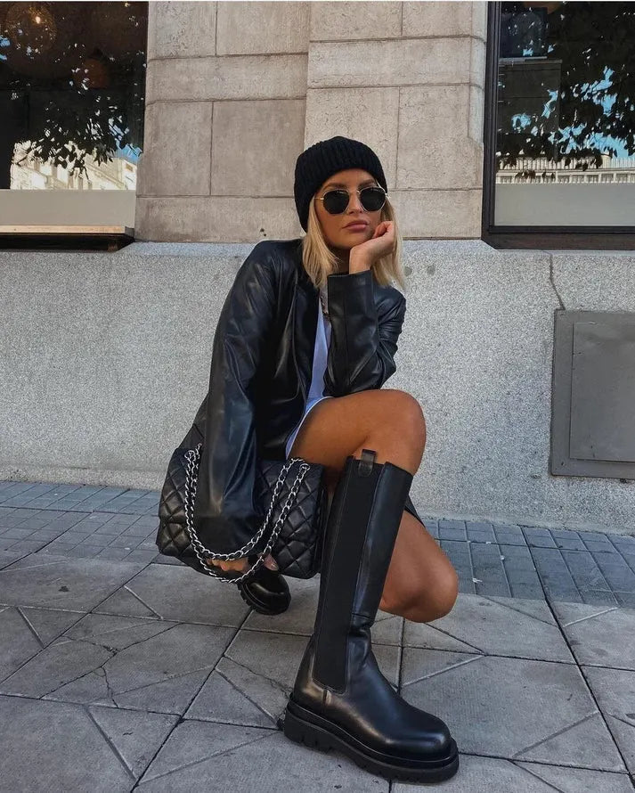 Rosanne | Chic Leather Blazer for Women