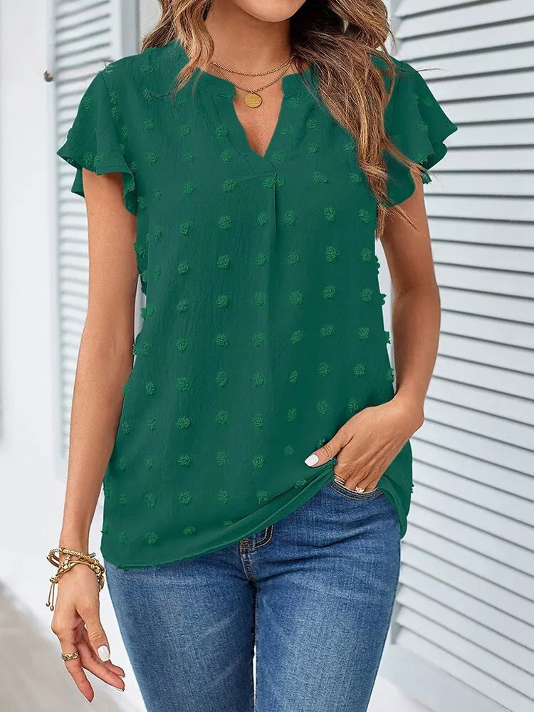Bluse mit Patchwork und Rüschen