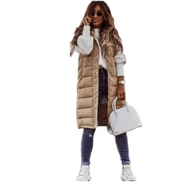 Siena Faye | Weste Baumwolle Langer Mantel Ã„rmellos Lose Jacke