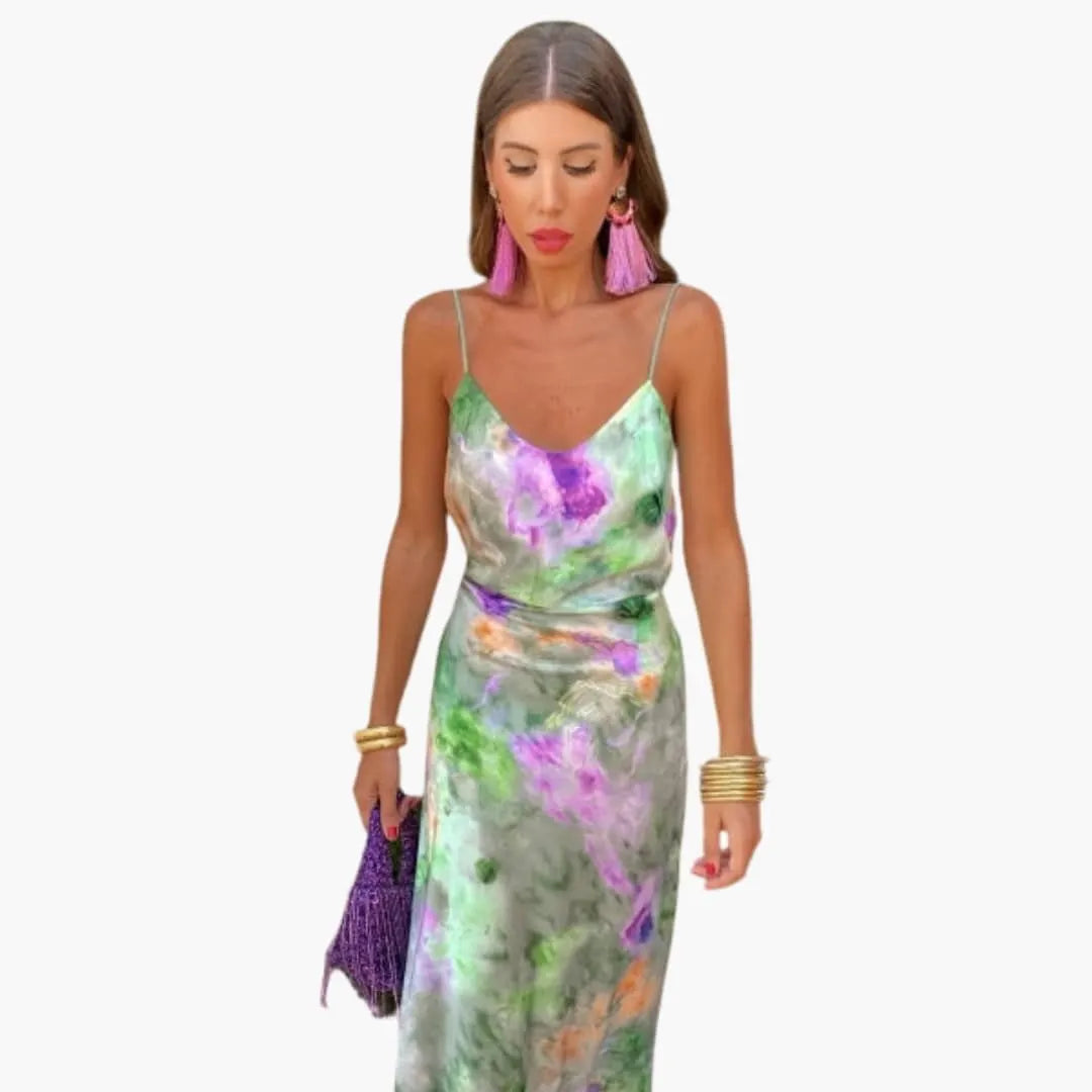 Womenâ€™s Dress with Floral Pattern and Detachable Scarf