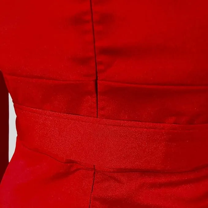 Elegantes Kleid mit langen Ärmeln V-Ausschnitt Geteilter langer Rock