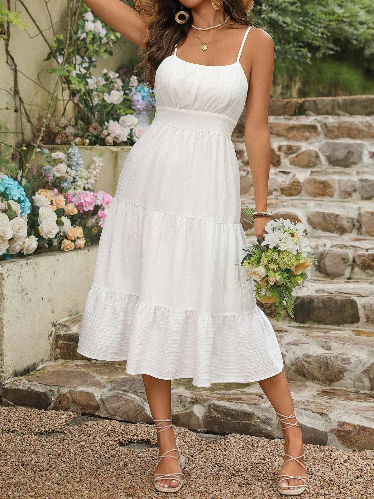 Vestido Branco Midi BÃ¡rbara