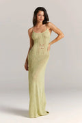 Luftiges Strick Maxi-Kleid – Florale Cutouts