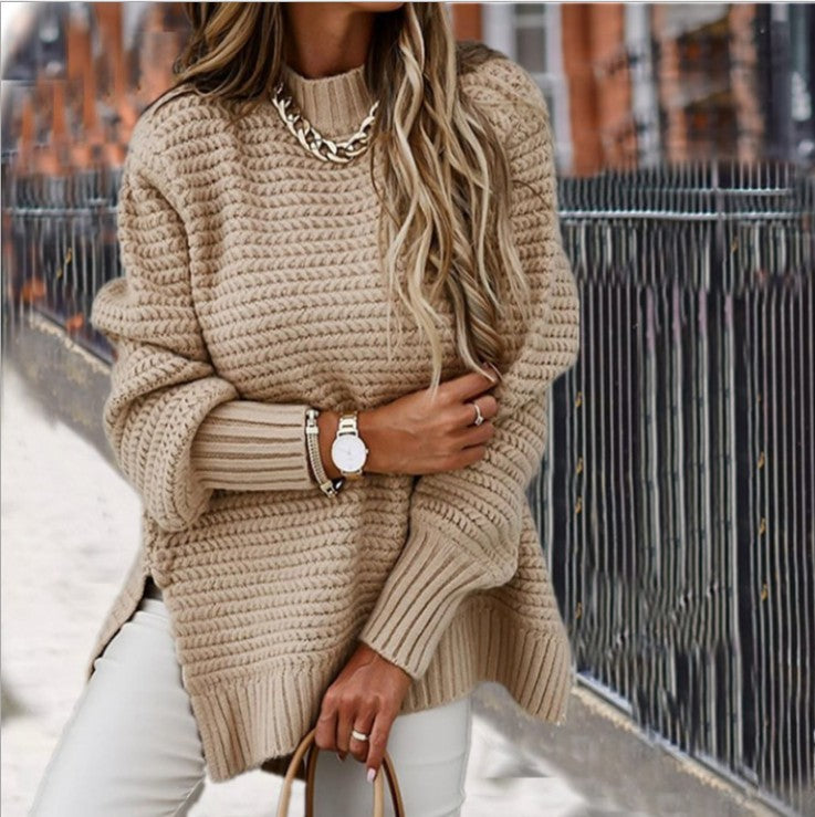 2025 Autumn and Winter Loose Lazy Wind Long Sleeve Pullover Knitted Sweater Women