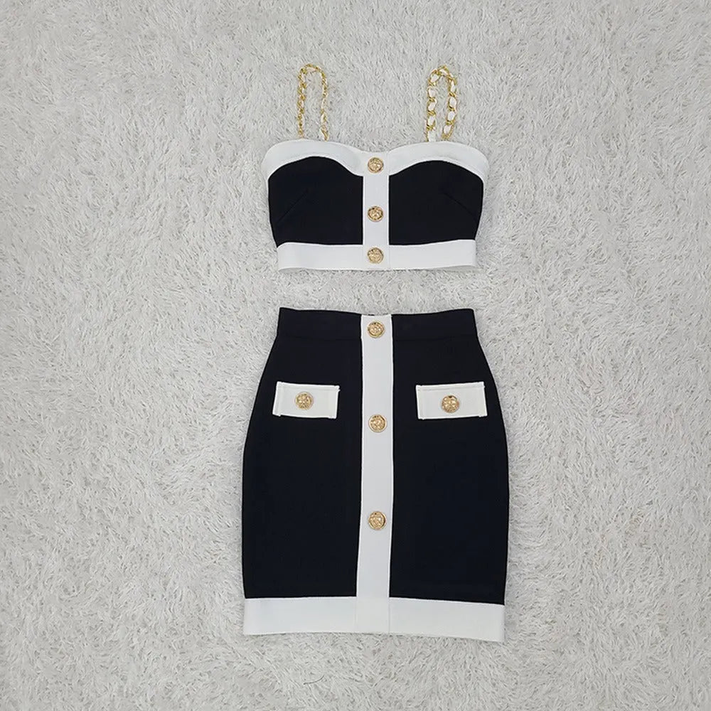 DANIQUE | Klassieke Zwart Wit Zomerset Voor Dames Met Sierknopen - Elegant & Chic