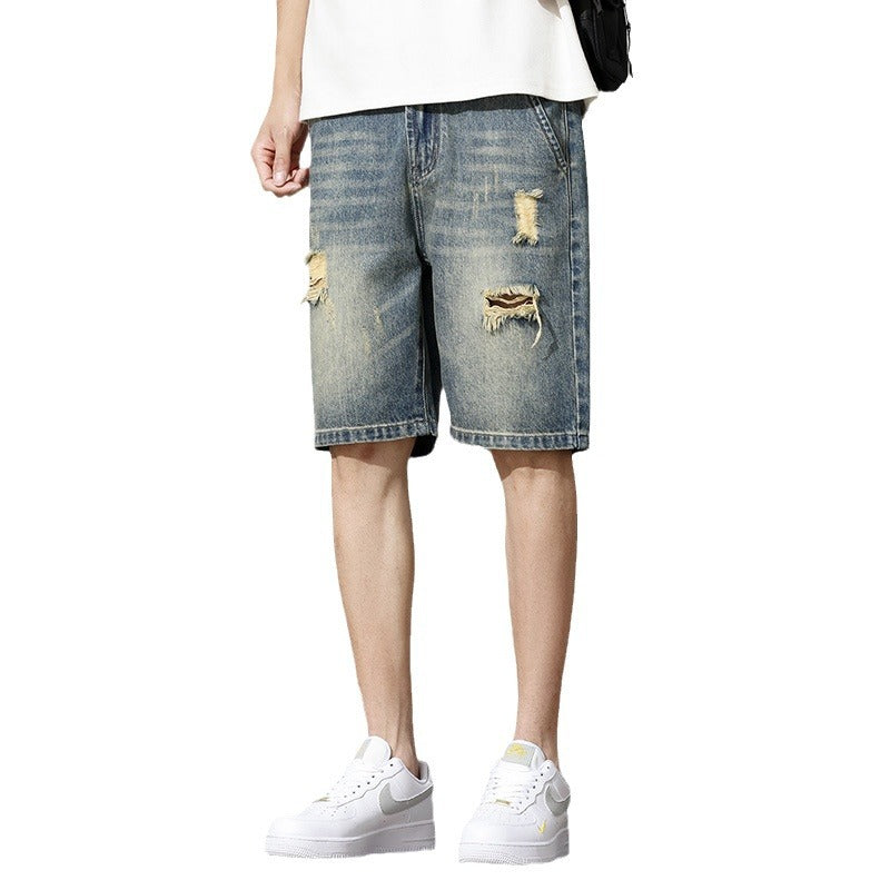 Herren Denim-Shorts mit stylischem Destroyed-Effekt und lässigem Schnitt
